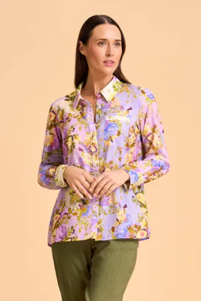 Beaded Mixed Print Shirt