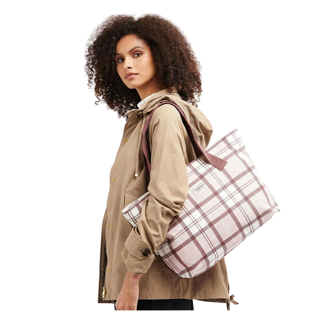 Borsa Barbour Printed Shopper Tartan Rosa / Bianco