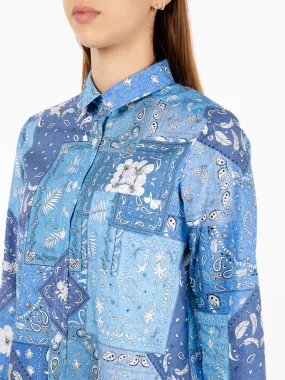 Camicia over motivo bandana azzurro