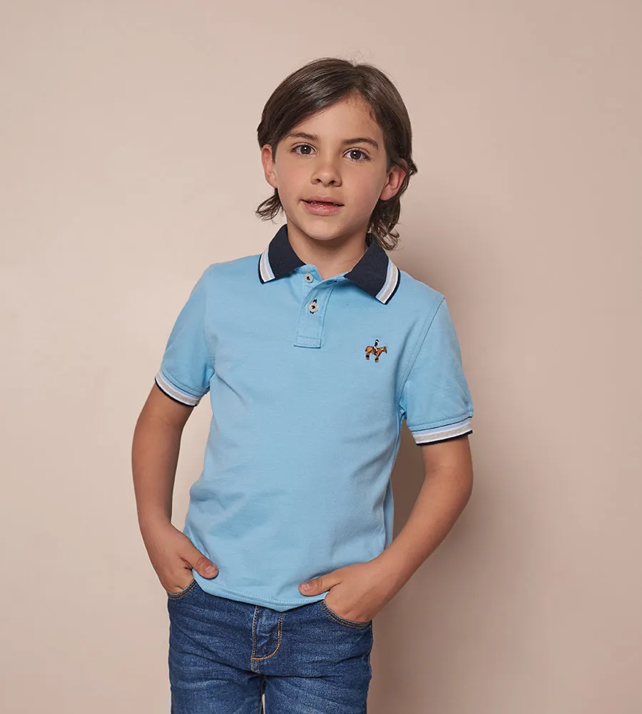 Polo Contraste Azul Cielo para Niños Ref. 230011123