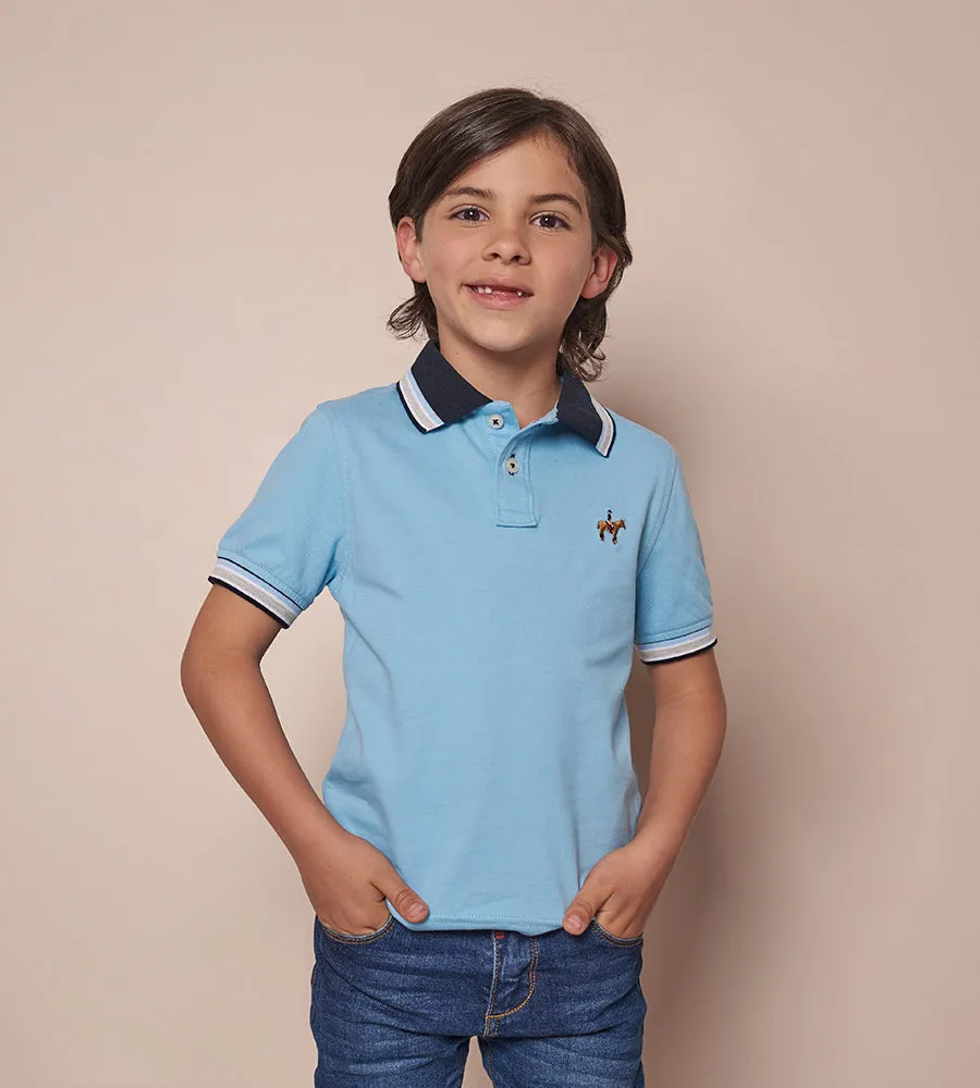 Polo Contraste Azul Cielo para Niños Ref. 230011123