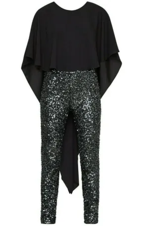 Sequined Cape Sleeves Jumpsuit