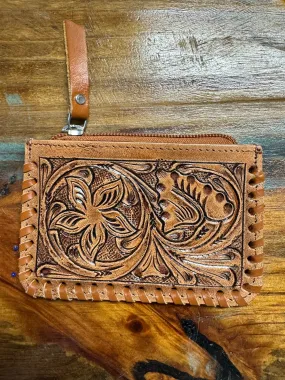 Tooled Cowhide Coin Purse